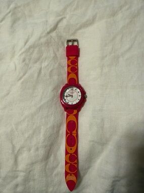 Coach Pink and Orange Signature Strap Watch